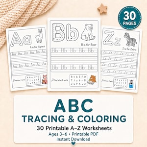 Caderno de Colorir & Traçar Alfabeto | Prática de Escrita ABC | Livro Alfabeto Animais Bebê Pré-escolar PDF