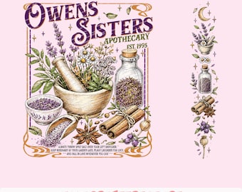 Vintage Magic Practical Apothecary Png, Owen’s Sisters Apothecary, Spilled Salt Over Shoulder Witchy Clipart, Halloween 90s Digital Download