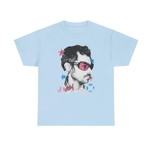 Harry Styles Shirt,Kiss All The Time Graphic Tee,Disco Occasionall Inspired Tee Double Sided Shirt,Concert Fan Gift,Unisex Vintage Style Tee Light Blue