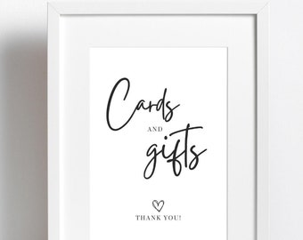 Cards and Gifts Sign | Wedding Gift Sign | Modern | Instant Download | Instant Print | Minimal | Multiple Sizes | Wedding Reception