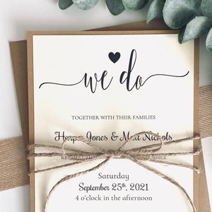 Printed We Do Rustic Wedding Invitation with Twine, Ivory with Kraft Matting Wedding Invite, Farmhouse Wedding | Shabby Chic | Twine