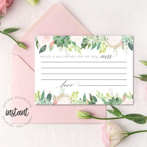 Boho succulent advies goede wensen kaartsjabloon, goede wensen voor bruid, bruids douche, huwelijksdouche; Direct downloaden, doe-het-zelf, bloemen