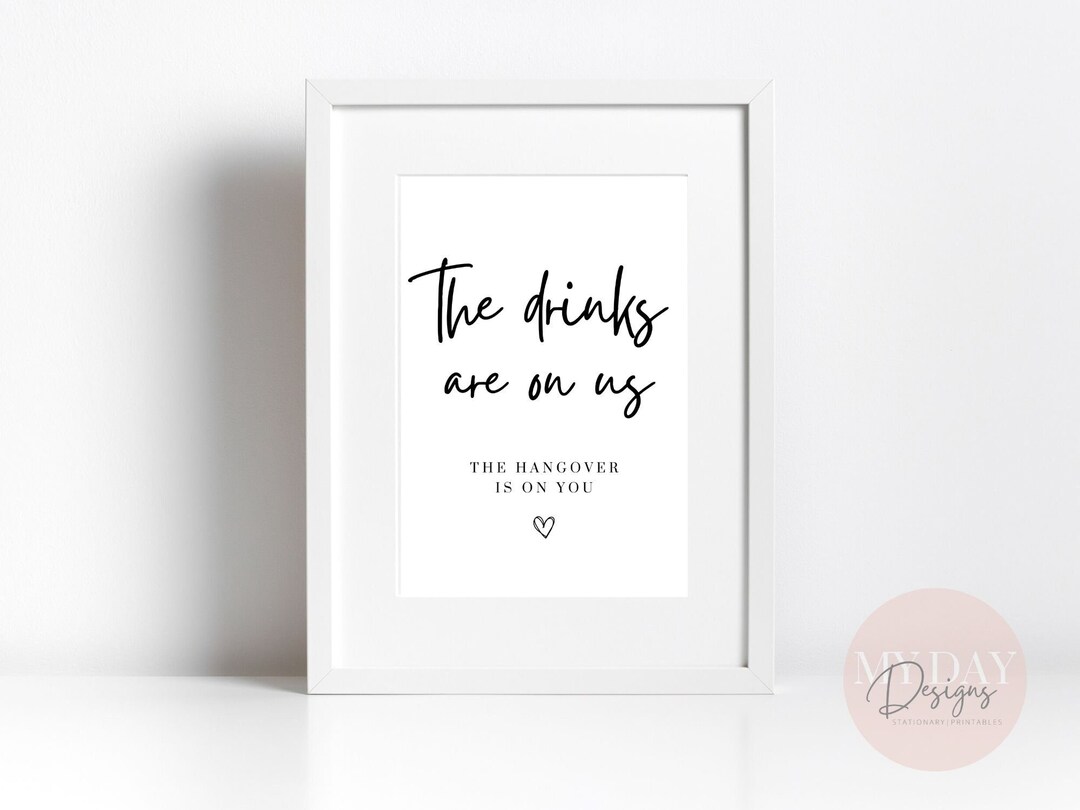 Open Bar Reception Sign | Drinks on Us Sign | Wedding | Modern ...