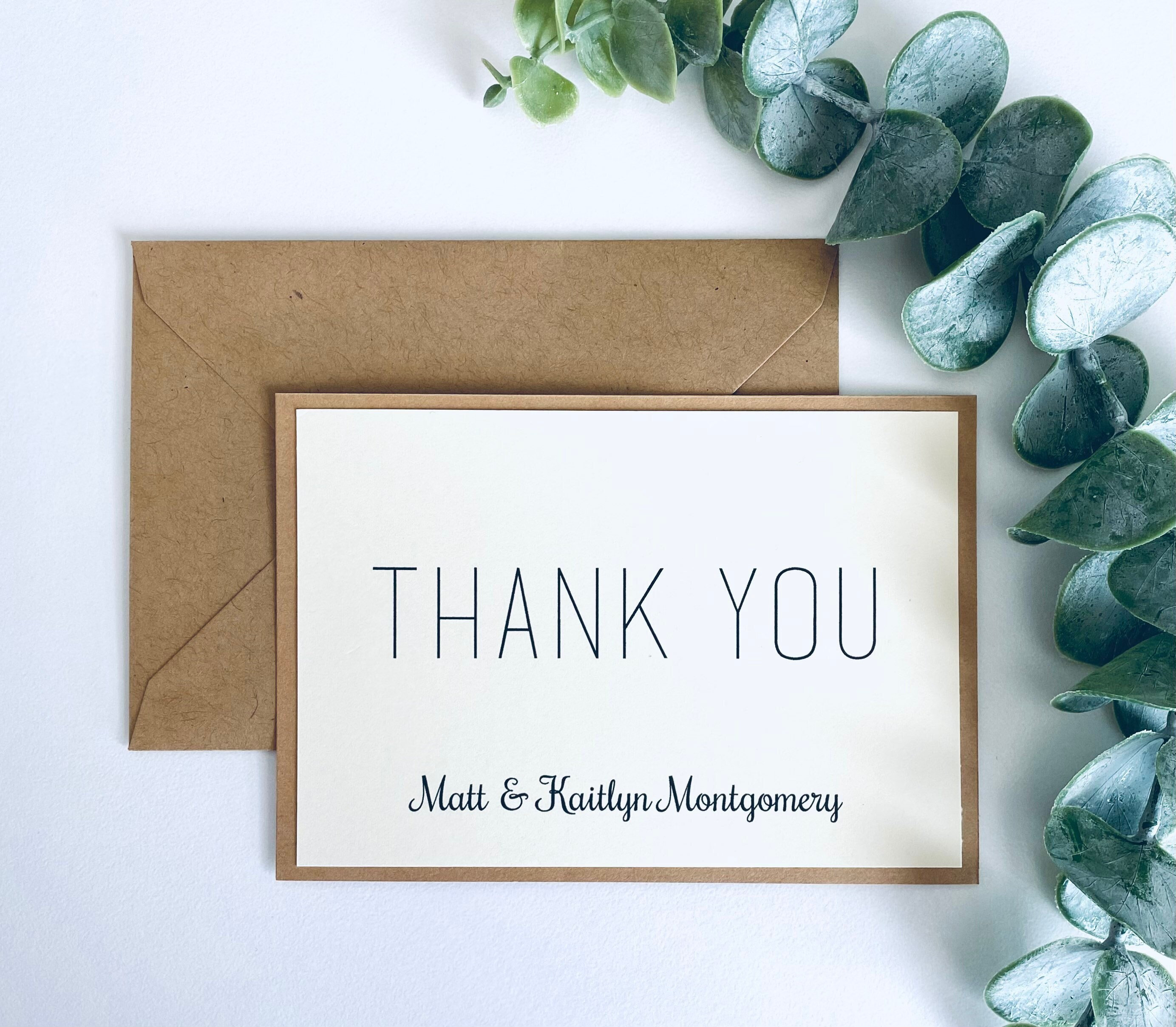 Printed Wedding Thank You Cards | Rustic Thank You Cards | Simple Thank ...