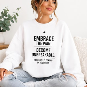 Sudadera "Acepta el dolor" / Sudadera con cuello redondo para motivación en el gimnasio / Sudadera con cita de fitness / Regalo para culturistas / Ropa de gimnasio irrompible