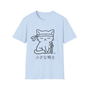 Camiseta de gato samurái, camiseta de guerrero neko japonés, camiseta gráfica minimalista inspirada en el anime. imagen 8