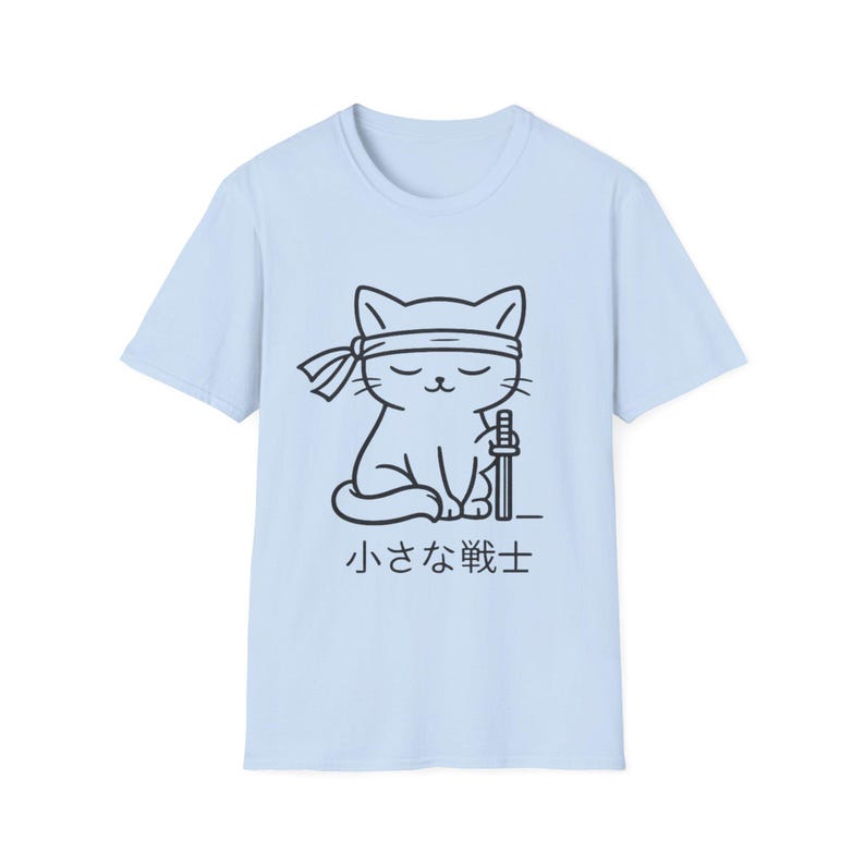 Camiseta de gato samurái, camiseta de guerrero neko japonés, camiseta gráfica minimalista inspirada en el anime. imagen 8