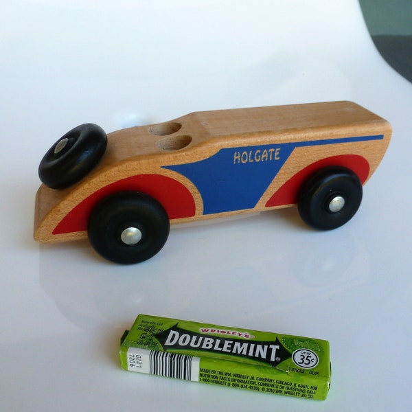 AUSVERKAUF! Seltenes Vintage Holz Holgate Toy Company Sportster Schiebeauto mit Ersatzreifen