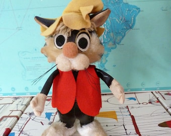 Gato Dakin Dream Pet vintage: juguete vaquero de terciopelo japonés