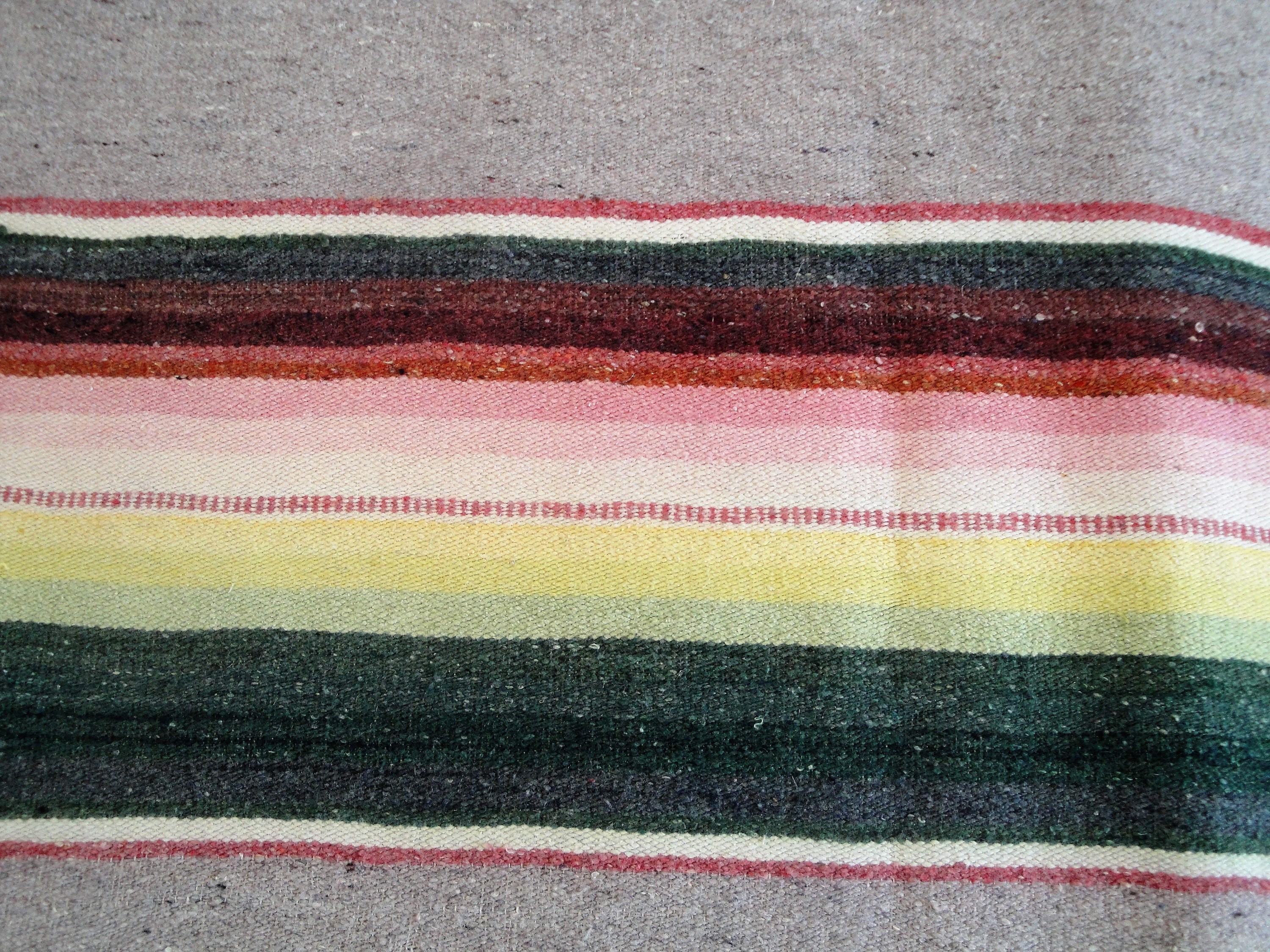 Authentic Vintage Saltillo Blanket Featuring Very Rare Grey and Pastel