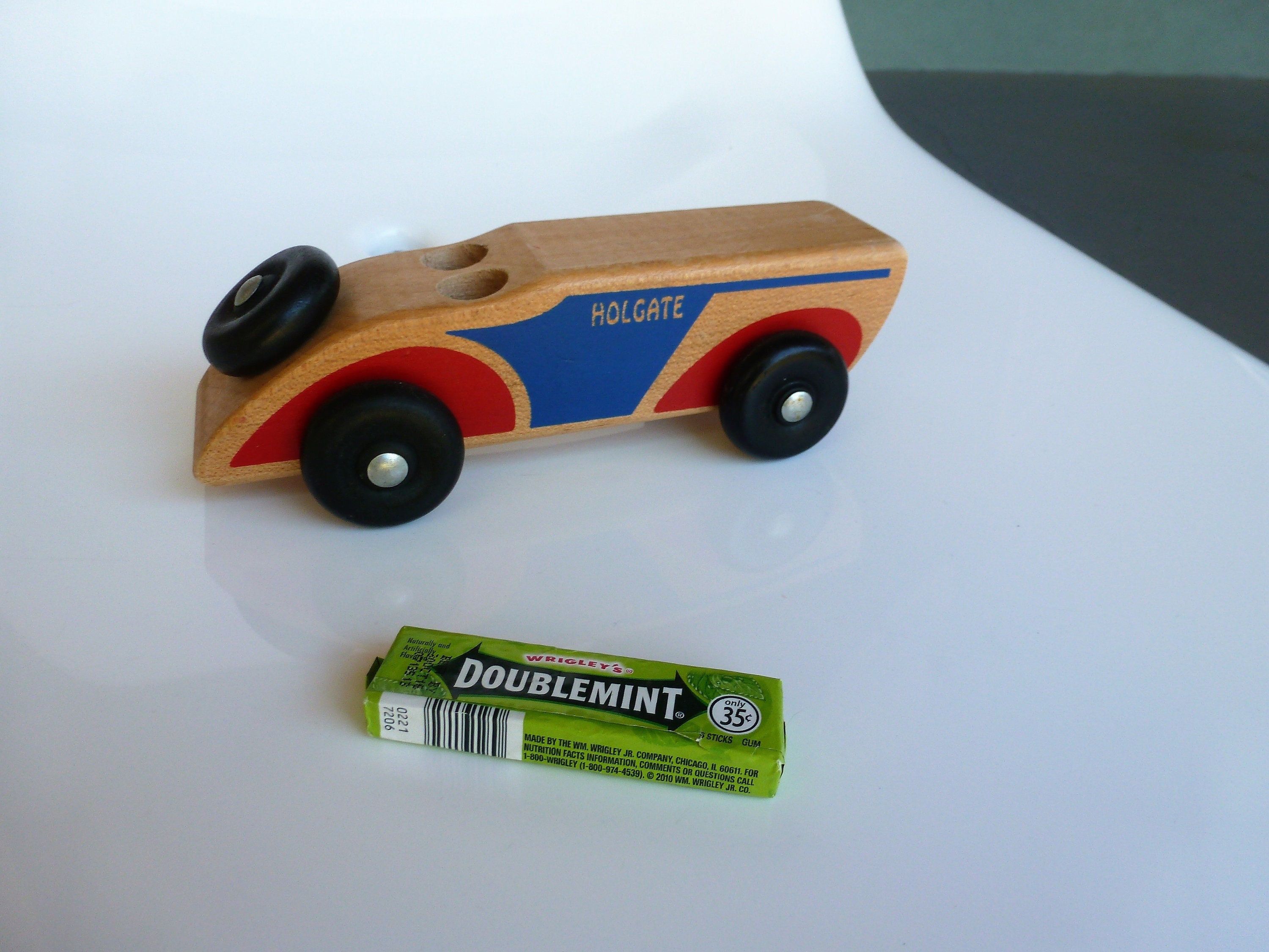 Rare Vintage Wooden Holgate Toy Company Sportster Push Car with Spare Tire