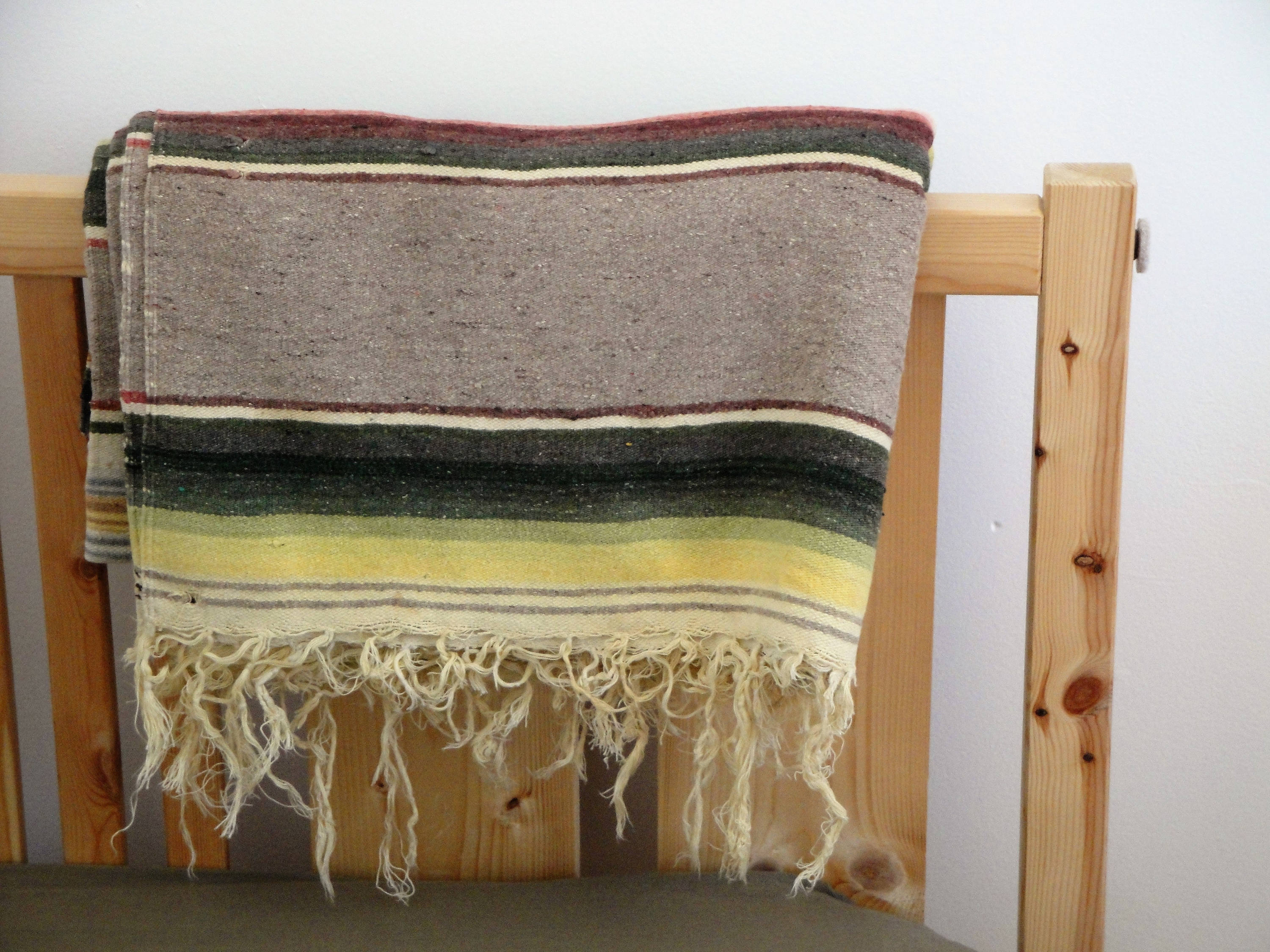 Authentic Vintage Saltillo Blanket Featuring Very Rare Grey and Pastel