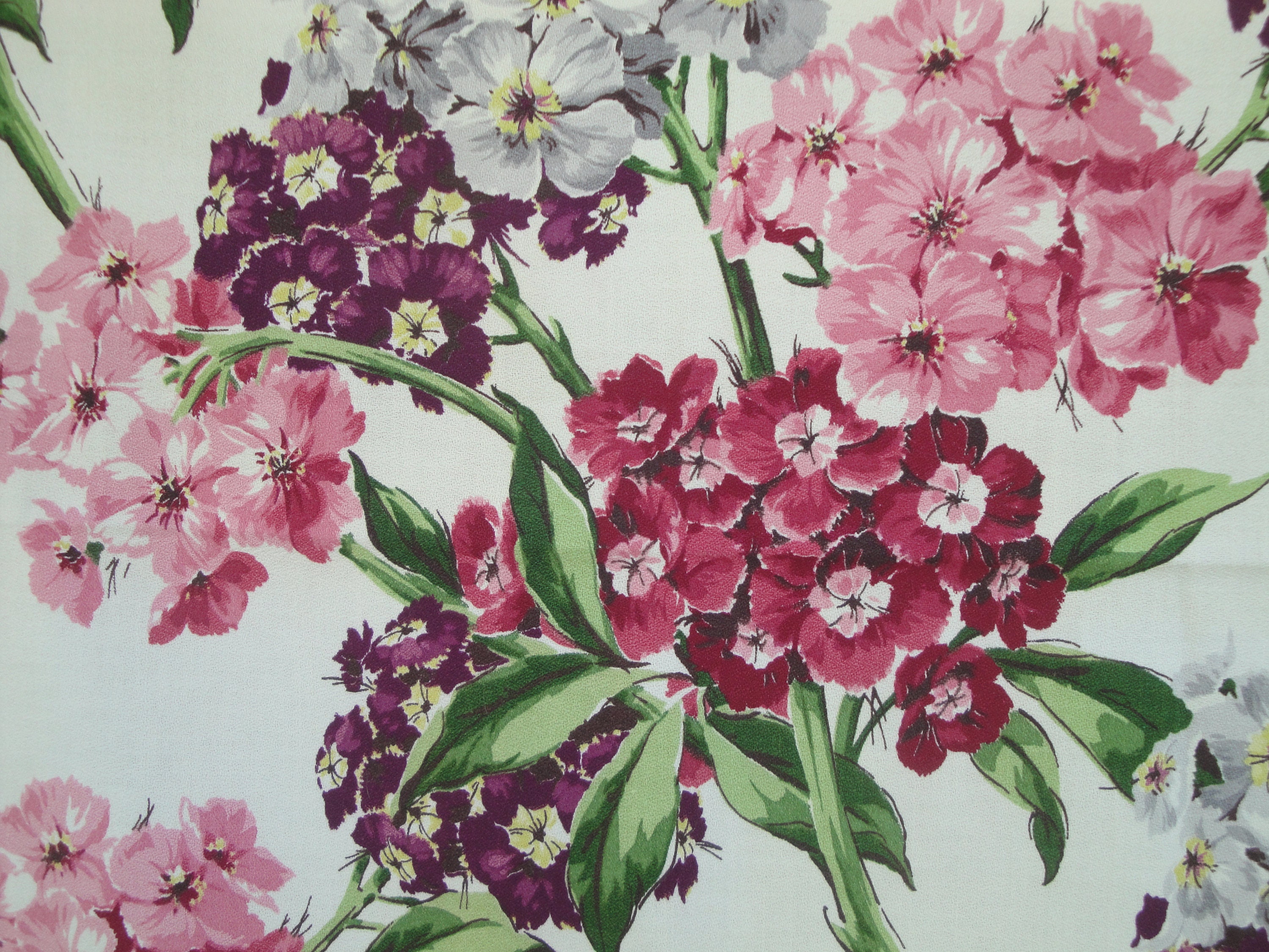 Vintage Barkcloth Curtains Featuring Sweet Williams Floral Set Of 2