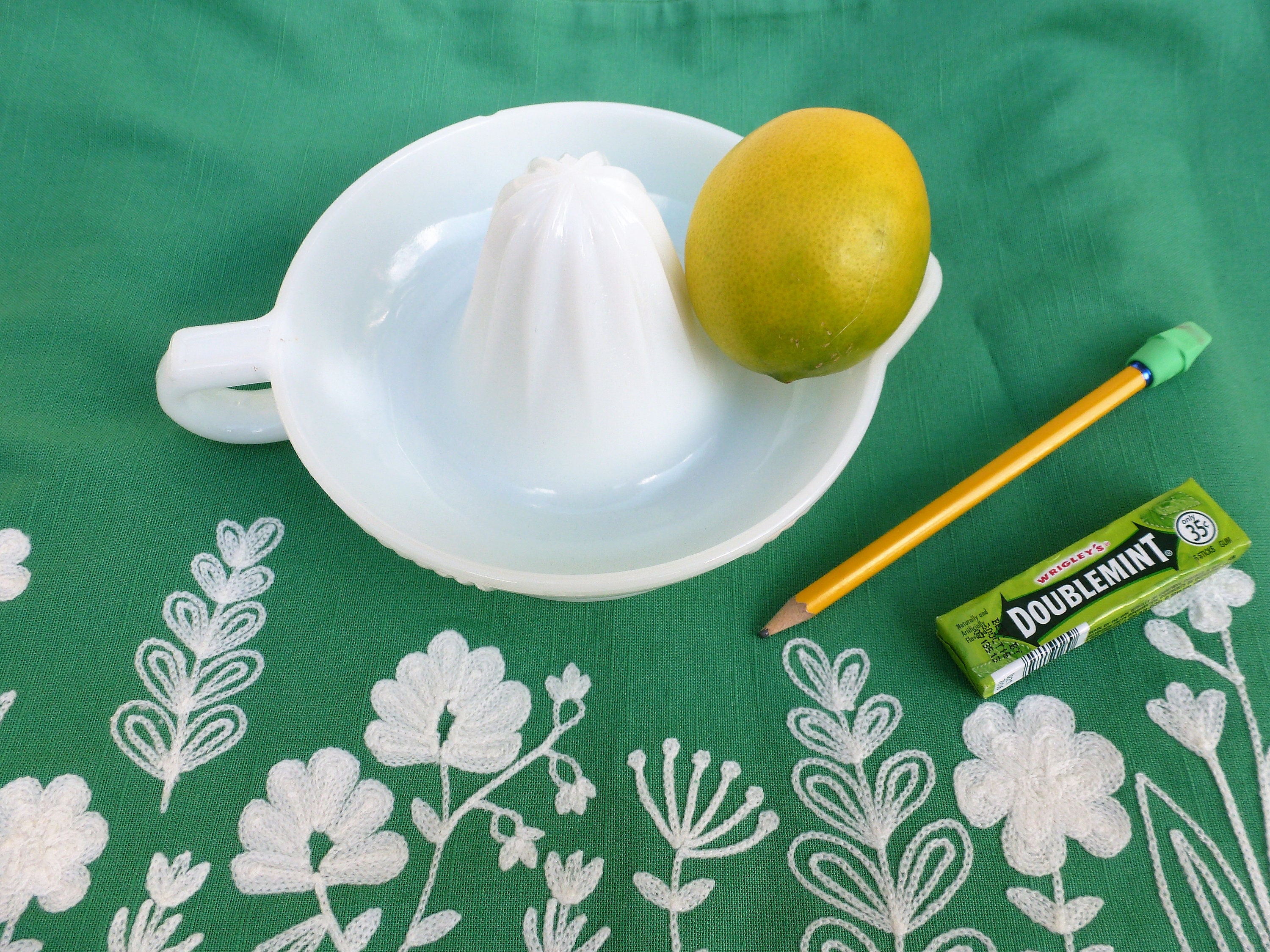 Vintage White Milk Glass Juicer