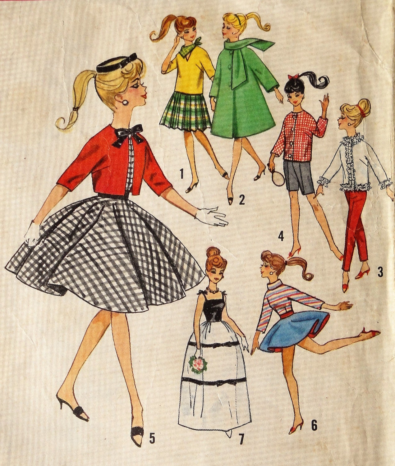 Vintage 1960s Simplicity Doll Clothes Pattern 4700 Weekend Wardrobe