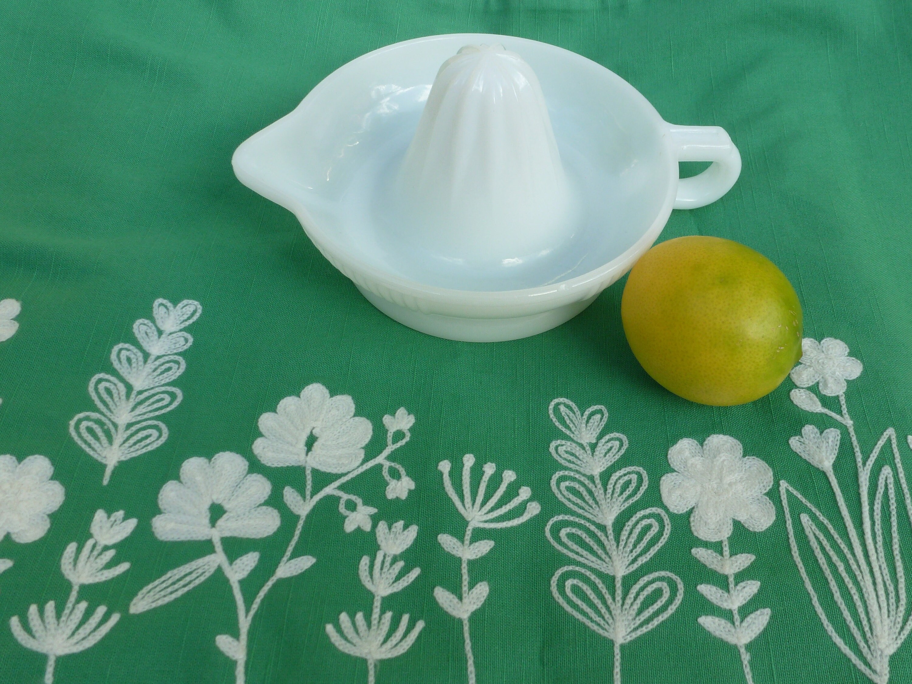 Vintage White Milk Glass Juicer