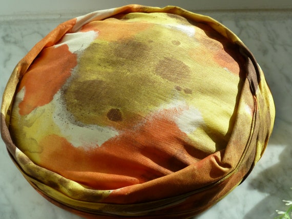 Beautiful Vintage Orange Hand Painted Silk Pillbo… - image 8