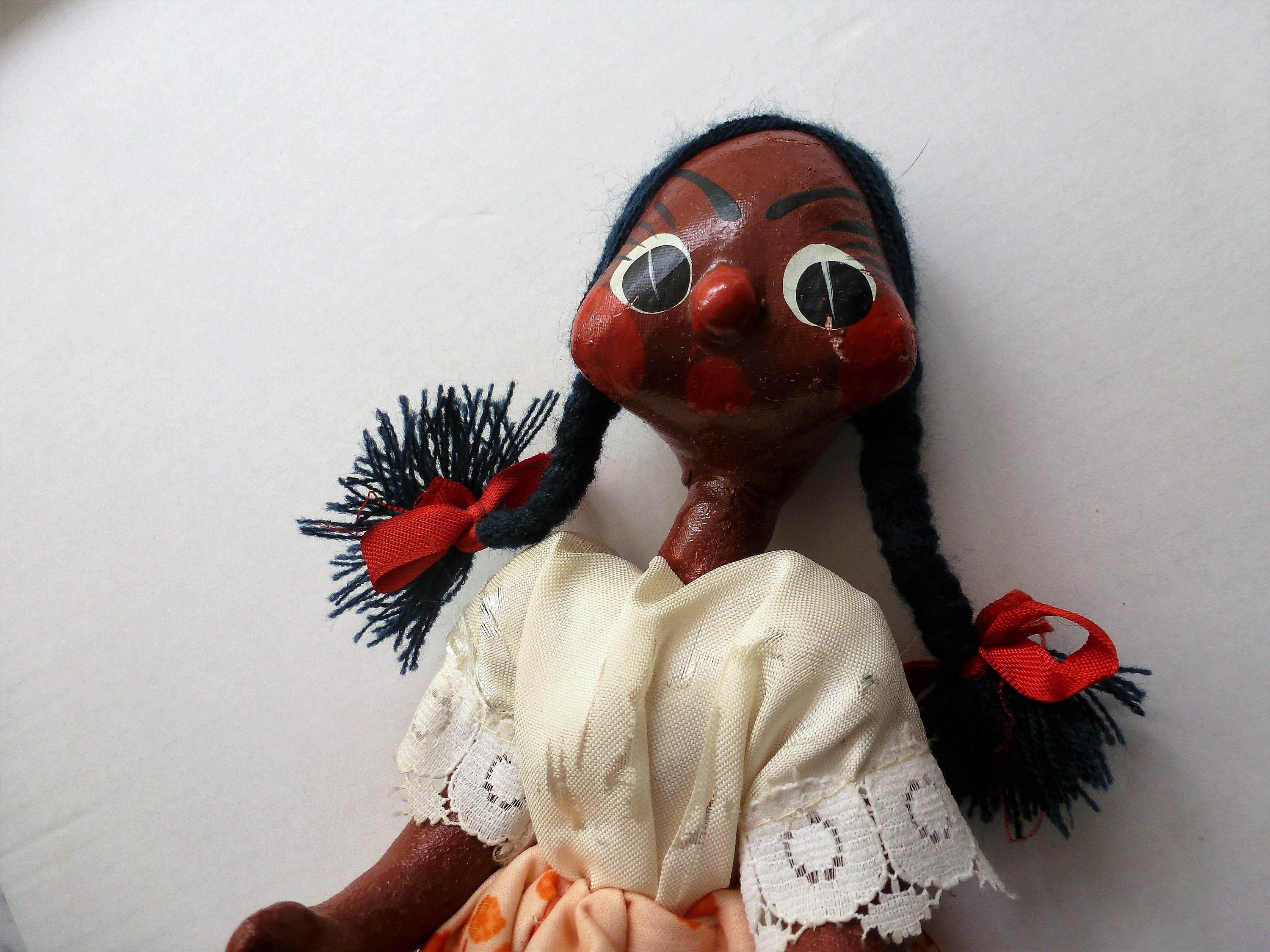 Vintage Handmade Mexican Souvenir Gourd Doll Artesana