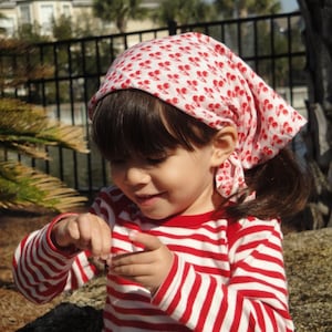 Handmade Kids Scarf with Red Cherry Print