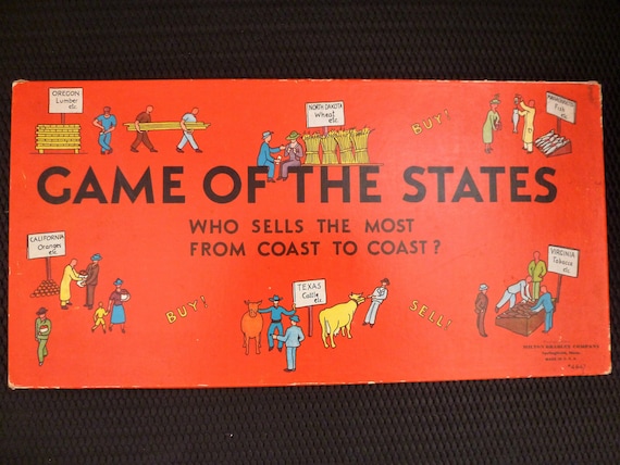 Vintage 1940 Milton Bradley Game of States: Americana Decor