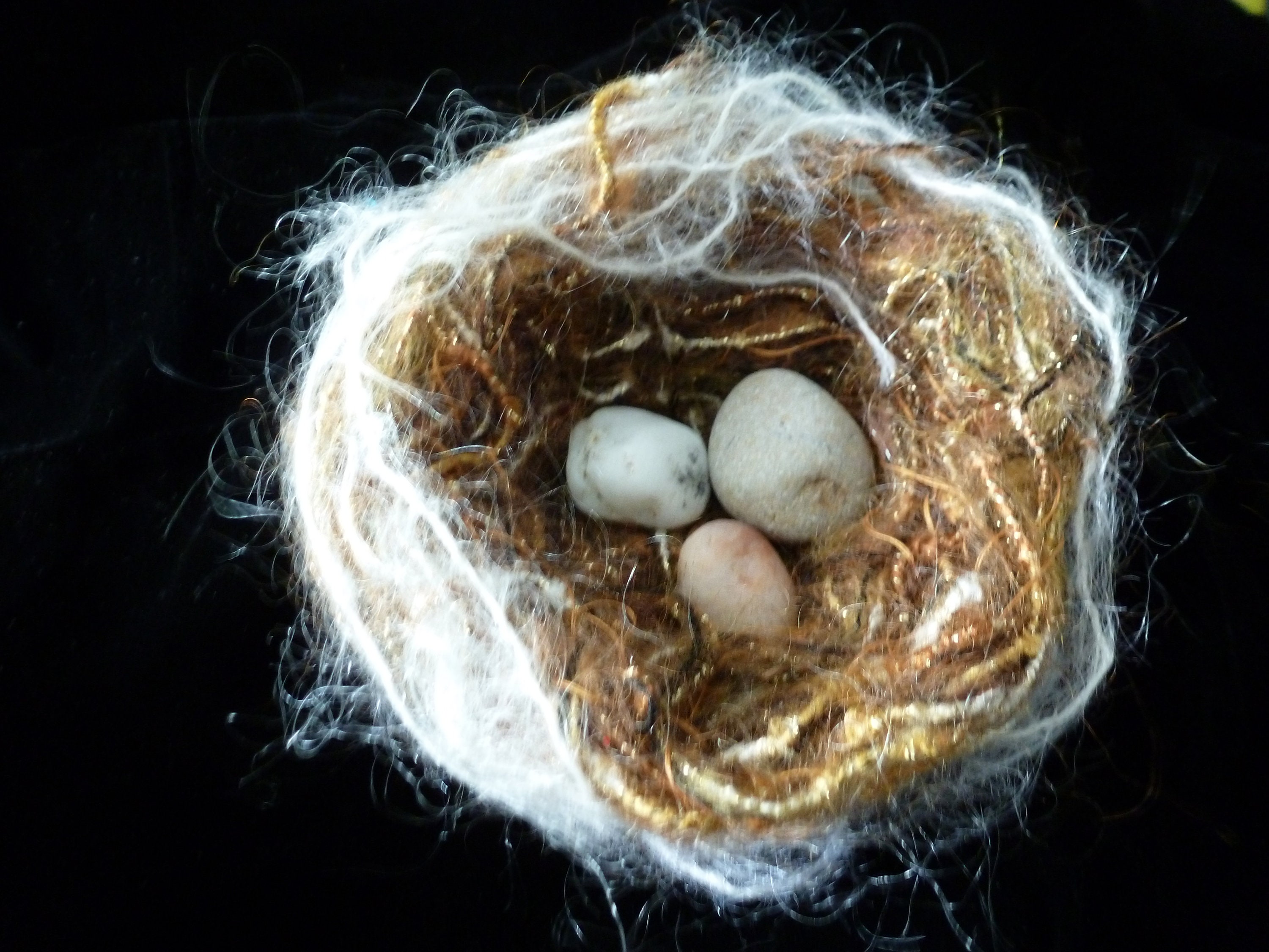 Handmade Yarn Bird Nest Craft Supply or Gift