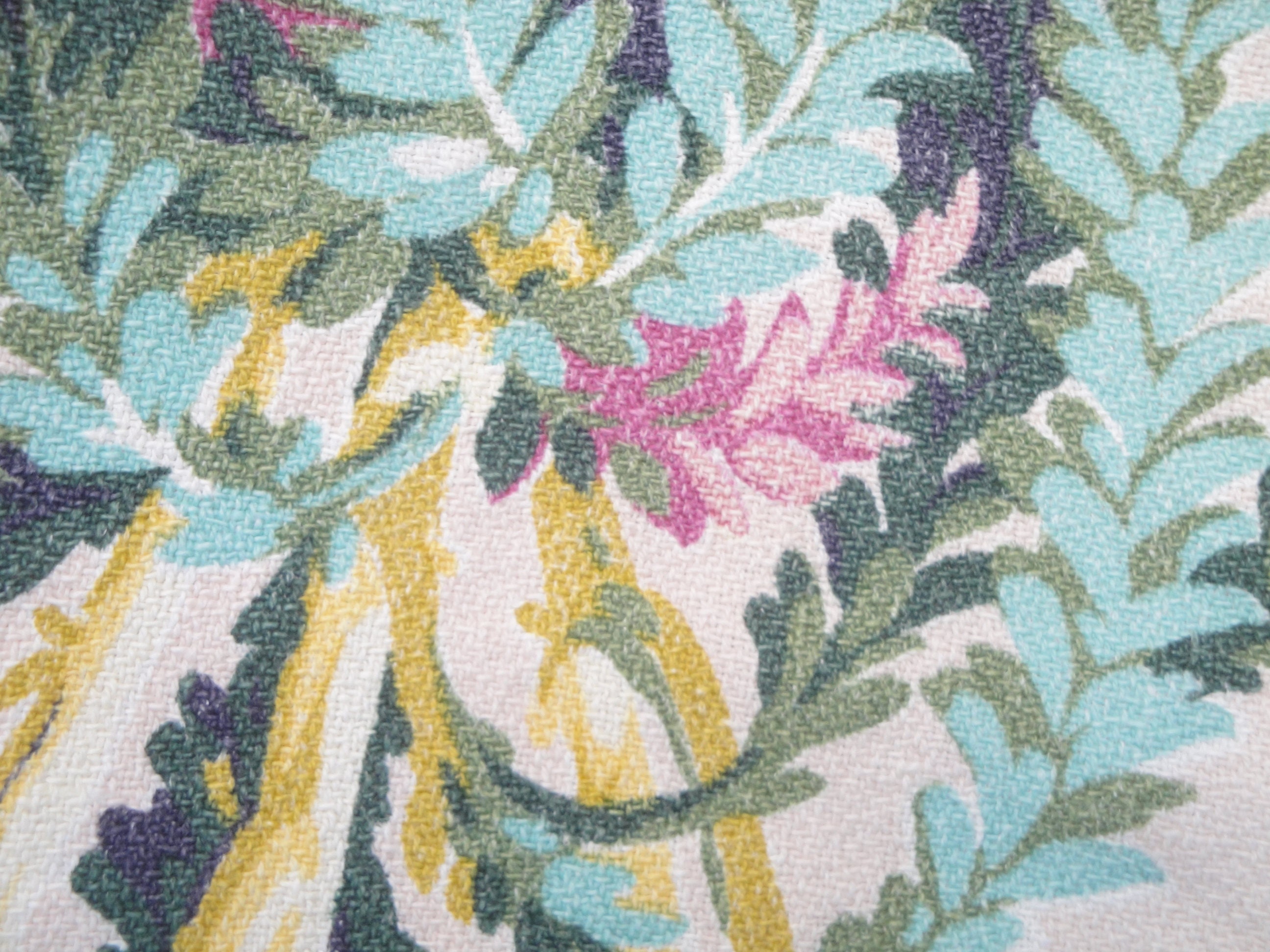 Vintage Barkcloth Fabric Panel Table Linen with Abstract Floral Pattern