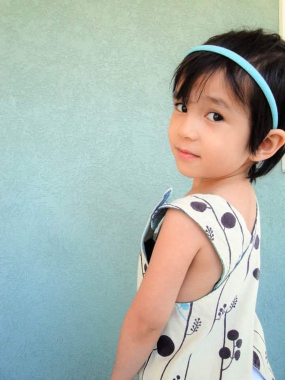 Handmade Little Girl Apron Dress Modern Reversible Fabric