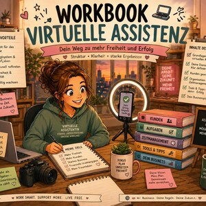 Virtual Assistant Workbook | Step-by-Step Guide to Remote Work | Work Location Independently | Digital Download PDF