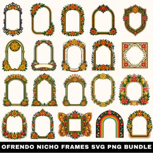 Ofrenda Nicho Frames SVG Bundle, Dia de los Muertos, Day of the Dead Altar, Mexican Picture Frames, Cricut Silhouette, Digital Download File