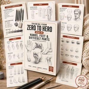 How to Draw Hands & Feet Workbook | Anatomy Drawing Practice, Hand Poses, Foreshortening Joints | 125-Page Printable PDF