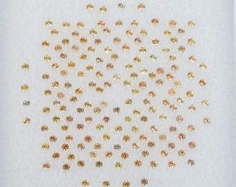1.00mm Sapphire Gemstone Melee Parcel, 160pcs = 1.01twt, Orange-Yellow Color Hues, Natural Round Brilliant Shape Corundum Gem, ~0.006ct Each