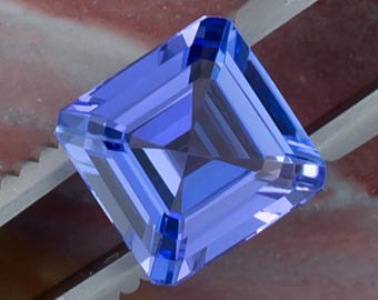 3.39ct Tanzanite Gemstone, 8.73x8.79x5.04mm, Loupe Clean, Blue Violet Color Hues, Square Emerald Shape, Loose Fine Natural Gem from Tanzania
