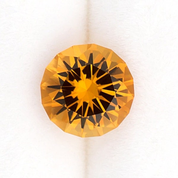 1.60ct Citrine Quartz Gemstone, Precision Cut Round Shape Gem, Eye-Clean (VVS) Stone from Brazil, AAA Natural Loose Stone for Jewelry Making