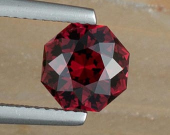 2.52ct Umbalite Garnet Gemstone, 7.61x7.58x5.29mm, Round Shape Octagon Cut Gem, Red Color Hue, Loose Stone from the Umba Valley in Tanzania