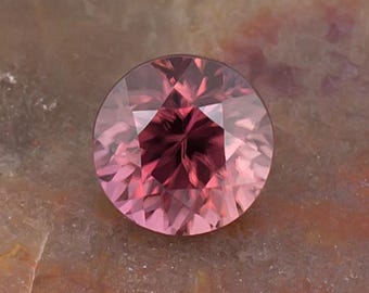 1.21ct Pink Zircon Gemstone, Orangish Pink Color, Concave Brilliant, Precision Cut, Round Shape Gem from Tanzania, Natural & Untreated, VVS