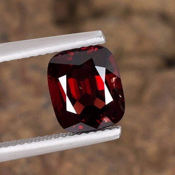 2.98ct Red Spinel Gemstone, USA Seller, Rich Wine-Red Color, Faceted Cushion Shape, Natural Loose Gem for Custom Men's Ring Jewelry Making