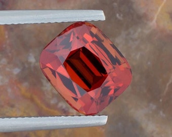 7.15ct Spessartite Garnet Gemstone, 10.98x9.31x6.81mm, Reddish Orange Color, Cushion Shape Loose Natural Eye-Clean Gem for Handmade Jewelry