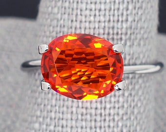 Pierre précieuse d'opale de feu de 1,81 ct, couleur rouge orange, pierre précieuse naturelle en vrac de forme ovale, minéral à facettes de Querétaro, Mexique avec un léger jeu de couleur