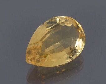 6.15ct Citrine Gemstone, USA Seller, Yellow Color Pear Shape Gem, Faceted Quartz Mineral, MJ Gemstones
