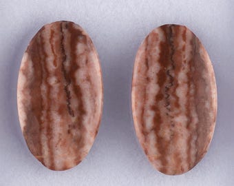 15.73twt Coconut Jasper Cabochon Pair, 20.00x11.00x3.00mm, Oval Shape Match Set (2pcs) Semiprecious Stones for Earrings & Wire Wrapping