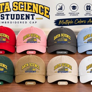 Data Science Student Hat, Embroidered Data Science Cap, Data Scientist Gift, Coding Student Hat, Computer Science College Graduation Gift