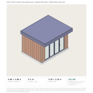 4m x 3m Garden Room Build Plans | Bifold Doors, Cedar Cladding (PDF Download)