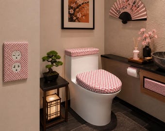 Juego de tapa de asiento y cubierta de tanque de inodoro (estilo Kanoko Shibori)