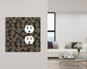 Tapa de interruptor de 2 módulos, 1 dúplex, rejilla de tres paneles