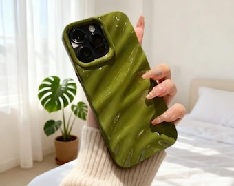 Glossy Water Ripple iPhone Case, Shockproof Wave Pattern Cover, Modern Minimalist Accessory