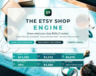 Etsy Bookkeeping Spreadsheet with Fee Calculator | Etsy Seller Profit Tracker Pricing Template | Small Business Google Sheets Excel