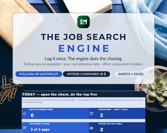 Job Application Tracker Google Sheets Excel | Job Search Planner Spreadsheet Interview Tracker Follow Up Log Offer Comparison