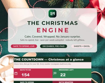 Christmas Budget Spreadsheet Google Sheets Excel | Christmas Planner Gift Tracker Gift List Holiday Budget Template Countdown