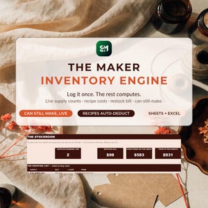 Etsy Inventory Spreadsheet Google Sheets Excel | Craft Inventory Supply Tracker Materials COGS Handmade Business Small Shop Template