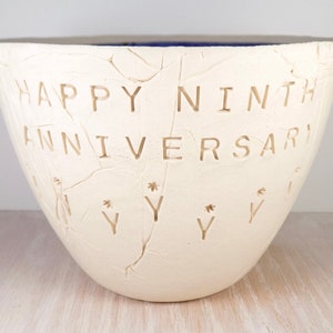 Ninth Wedding Anniversary Pottery Bowl -  9th Anniversary Gift / Traditional Anniversary Pottery / Unique Wedding Gift / Wife Pottery Gift